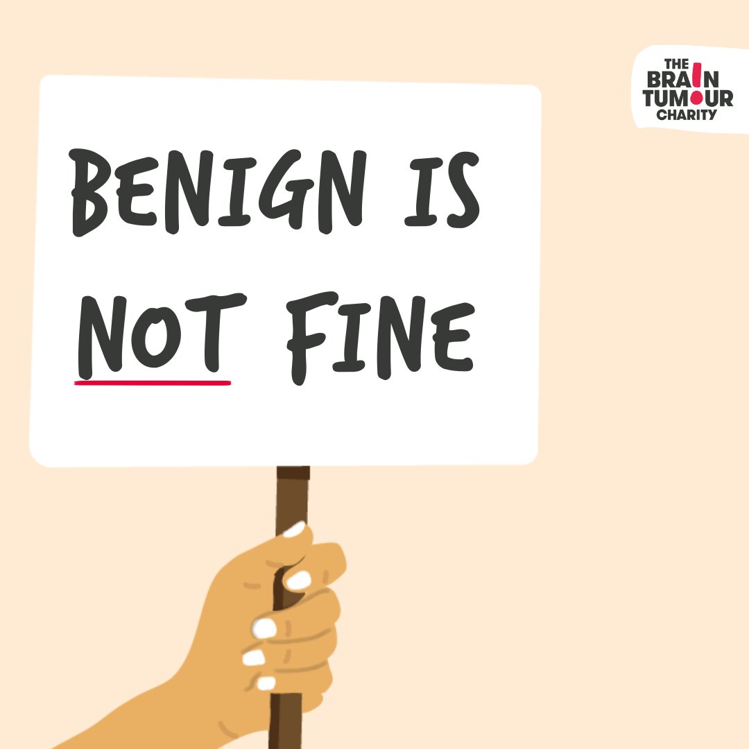“Benign” is sometimes used to describe brain tumours which are low grade. But the term can be misleading.  Although these tumours grow more slowly than high grade  tumours, they can still be serious and have a huge impact on a persons quality of life.
bit.ly/3W2Oo2t