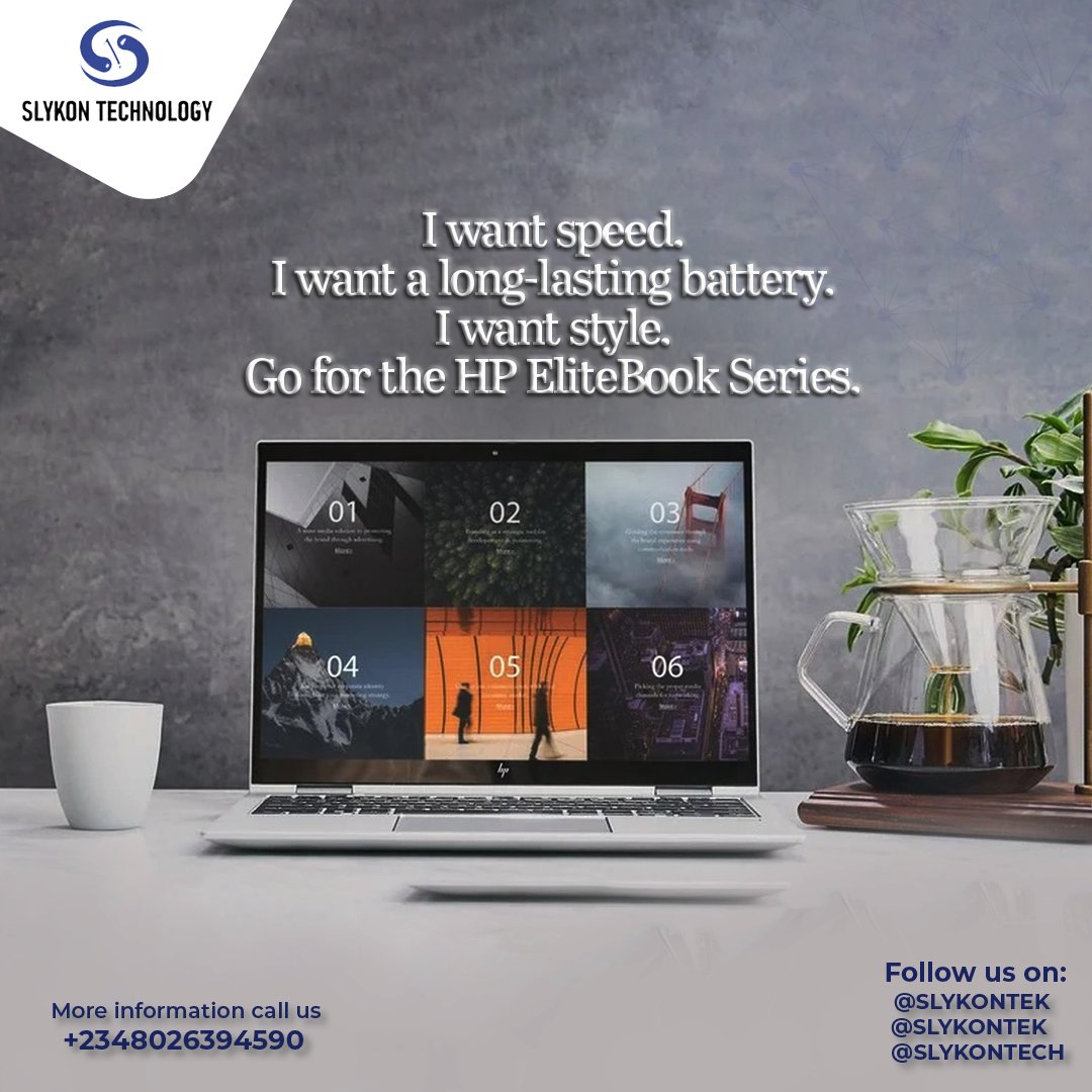slykon_store's tweet image. I want speed.
I want a long-lasting battery.
I want style.
Go for the #HPEliteBook Series.

#ComputersForSale #LaptopsForSale #TechSale #NigeriaTech #BuyComputers #BuyLaptops #TechDeals #NigeriaSales