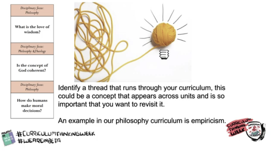 NiallAlcock's tweet photo. 10. Sequencing in a Philosophy curriculum to help students get the bigger picture
@RE_McGEE, @InspirationEast has been helping students get the bigger picture - no more isolated chunks https://t.co/rDhFXDOo1m