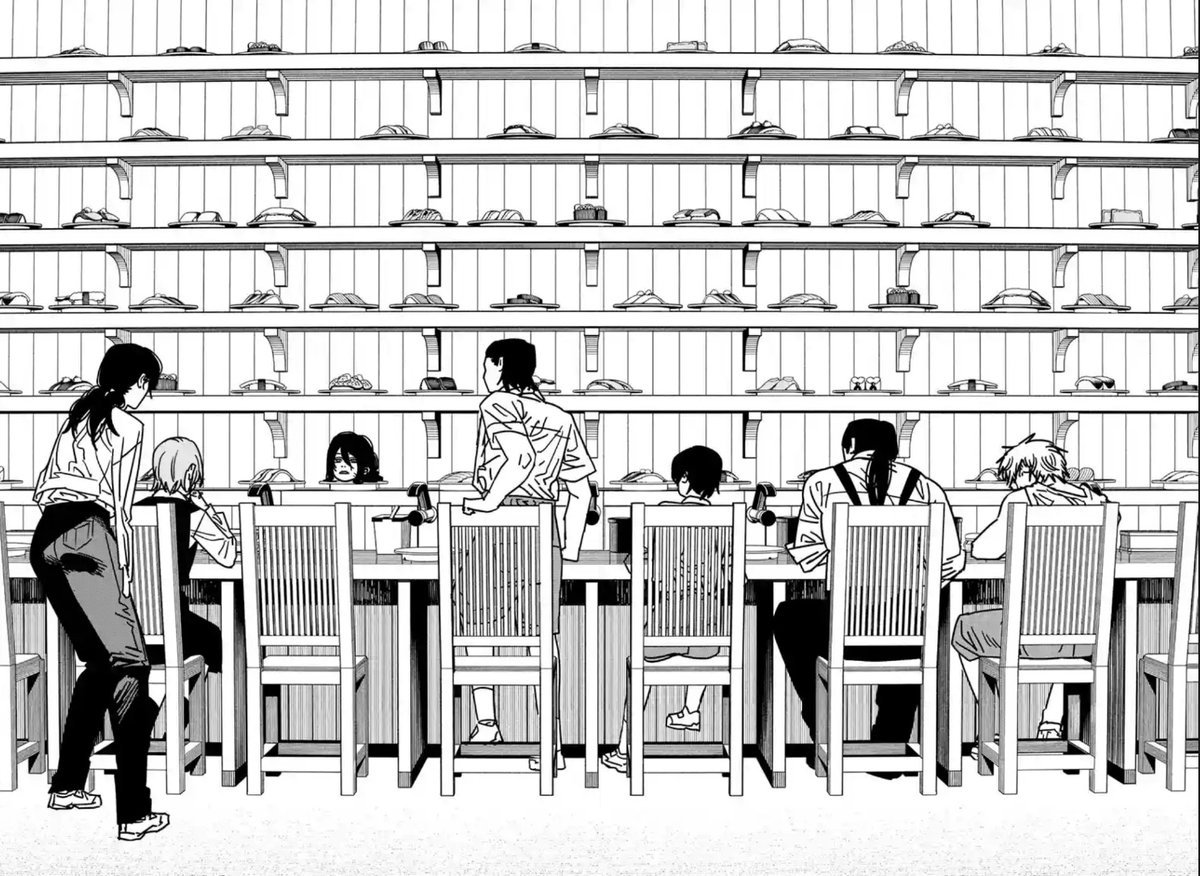 ayecyy's tweet photo. this spread is so cool, the pov is crazy..nayuta's head slowly approaching denji, this is EVIL. we might see black chainsaw man next chapter , he's gonna absolutely snap.
#csm170 https://t.co/Yu7p5RA9Iw