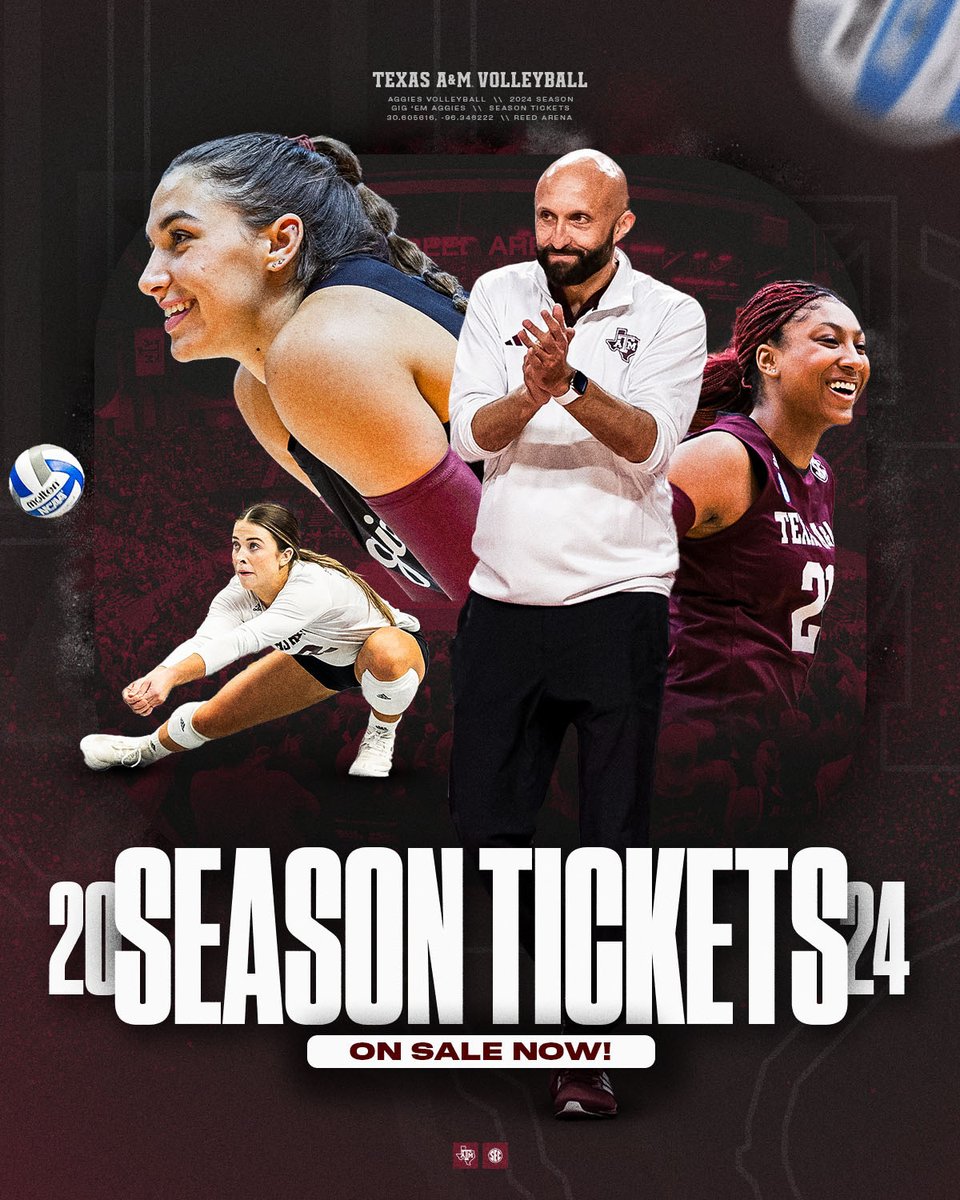 SEASON TICKETS SALES ARE OPEN 🎟️🤩

Follow the link below to get yours now, and see you at Reed Arena soon Ags 👍

🎟️ aggi.es/3xPwBlZ

#GigEm // #AggieVB
