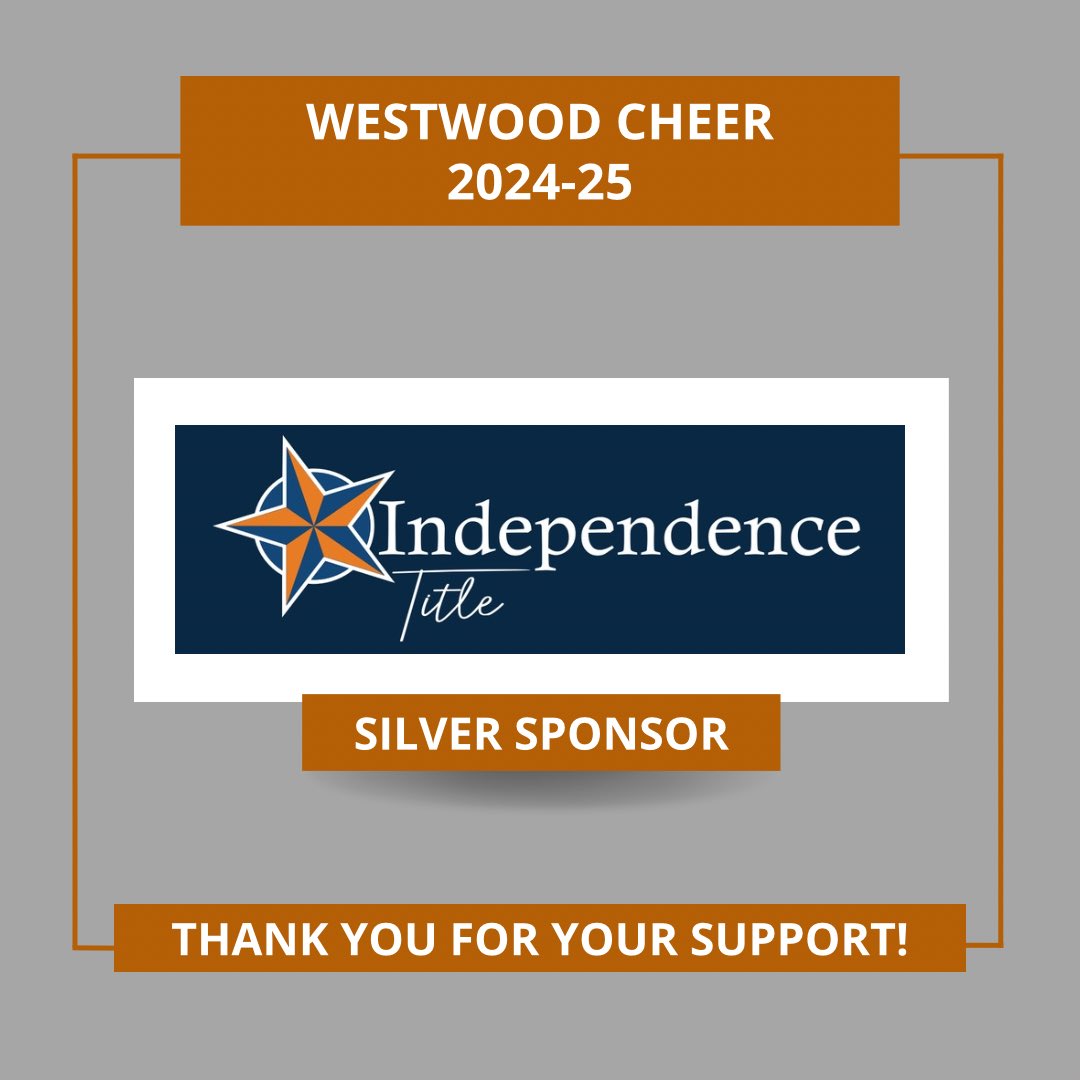 Happy to announce <a href="/IndependenceTX/">Independence Title</a> as a 2024-25 sponsor for Westwood Cheer! Thank you so much for the support! 🧡 independencetitle.com