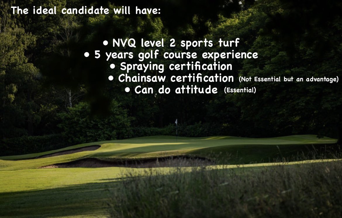 Dale ‘Golf Geek’ (@golfgeek6) on Twitter photo 🚨 Deputy Course Manager required🚨
An exciting opportunity to join the team.
• £32-34k
• Education / training support
• John Deere fleet
• Toro Lynx irrigation
• Great bunch of lads.
• Golf membership
coursemanager@draytonparkgc.co.uk
Appreciate any RT 🙏 🚨 Deputy Course Manager required🚨
An exciting opportunity to join the team.
• £32-34k
• Education / training support
• John Deere fleet
• Toro Lynx irrigation
• Great bunch of lads.
• Golf membership
coursemanager@draytonparkgc.co.uk
Appreciate any RT 🙏