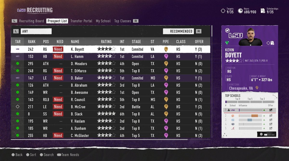 CoachNickGaming's tweet image. Your 1st look at Recruiting in Dynasty Mode!! #Collegefootball25 #easportscollegefootball #easportscollegefootball25 #cfb25 #Recruiting #DynastyMode

This is going to be so awesome! Let’s go @EASPORTSCollege 🫡 can’t wait!