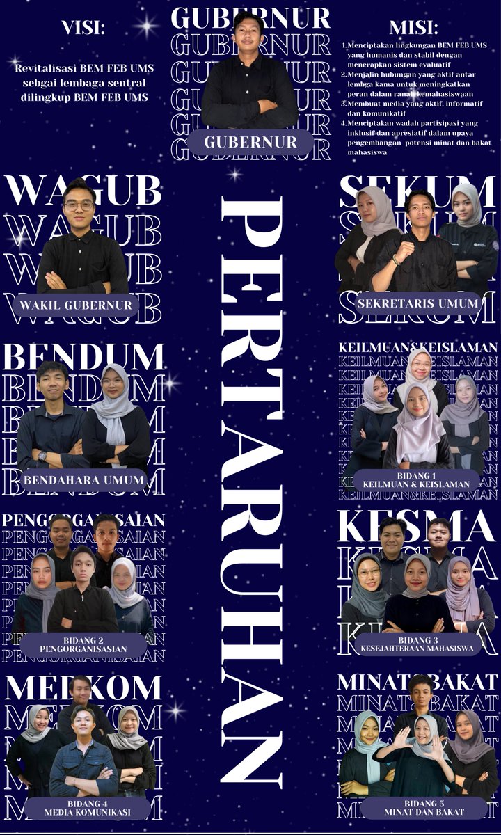 [WAJAH BARU FUNGSIONARIS 2024]

Halo, FEB UMS!

Kami tampilkan wajah baru fungsionaris BEM FEB UMS 2024 bersama Kabinet Pertaruhan yang akan berproses dan memberikan kontribusi terbaik selama satu periode kedepan.

======================
Bidang Media Komunikasi
BEM FEB UMS 2024