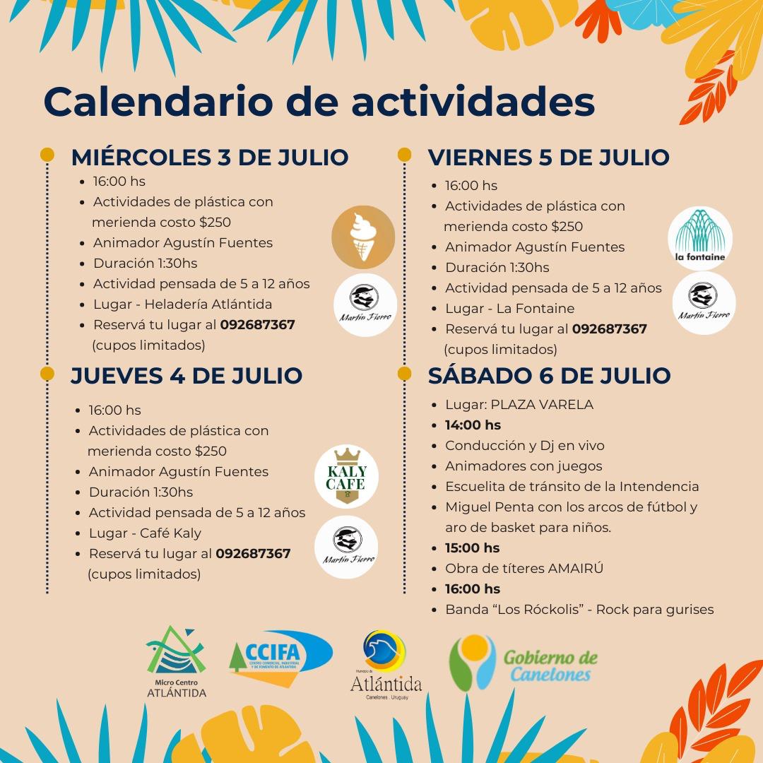 TurismoCanario's tweet photo. 🧩Vacaciones de julio en el microcentro de Atlántida
Cení al microcentro de #Atlántida a disfrutar meriendas y actividades de plástica, y el sábado en la Plaza Varela gran fiesta con muchas propuestas.
#CanelonESturismo #Vacacionesdejulio https://t.co/p90l835gxx