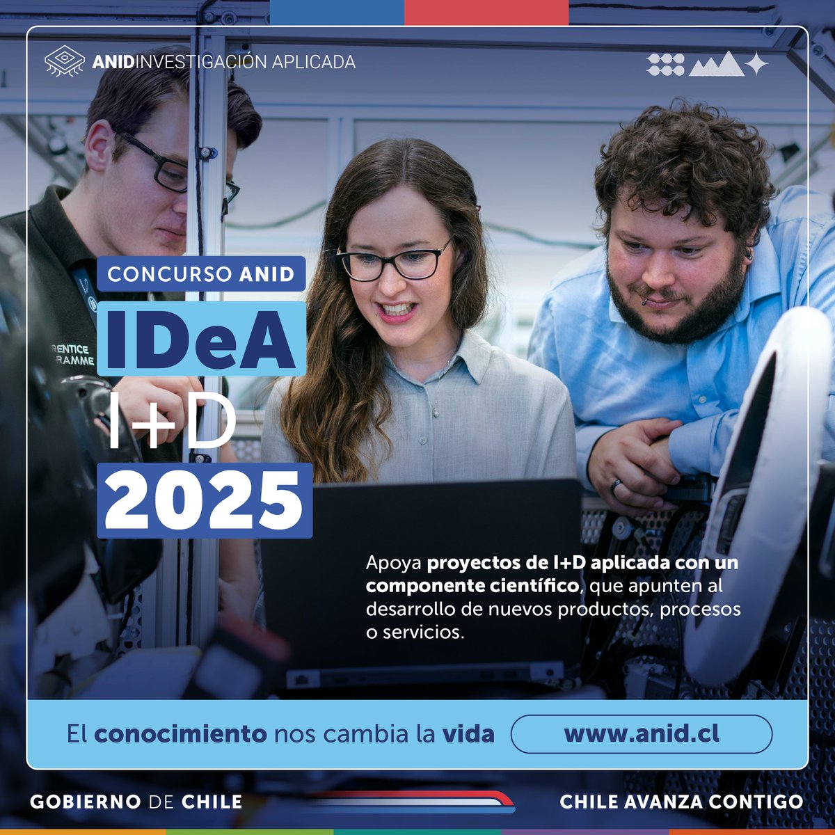 ¿Tienes un proyecto innovador que puede convertirse en productos, servicios o procesos escalables? Postula al #IDeA I+D 2025 de ANID, que otorga un subsidio de hasta $227,7 millones y 24 meses para llevar a cabo tu proyecto.

👉Revisa más información en: anid.cl/concursos/conc…