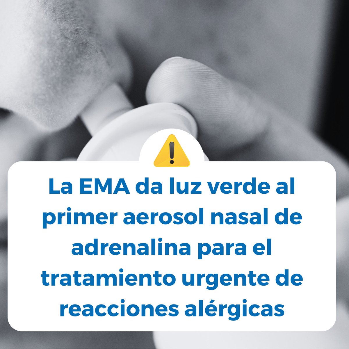 ClinicaOjeda's tweet photo. 📣 ¡𝗔𝗧𝗘𝗡𝗖𝗜𝗢́𝗡! #AdrenalinaIntranasal La Agencia Europea del Medicamento aprueba en Europa el primer dispositivo de administración de adrenalina intranasal para tratar reacciones anafilácticas. 🌍💉 Pronto daremos más detalles clínicos.🏥📢 

🔗👉 https://t.co/w6FKBg8T0L https://t.co/TN0jswwIji