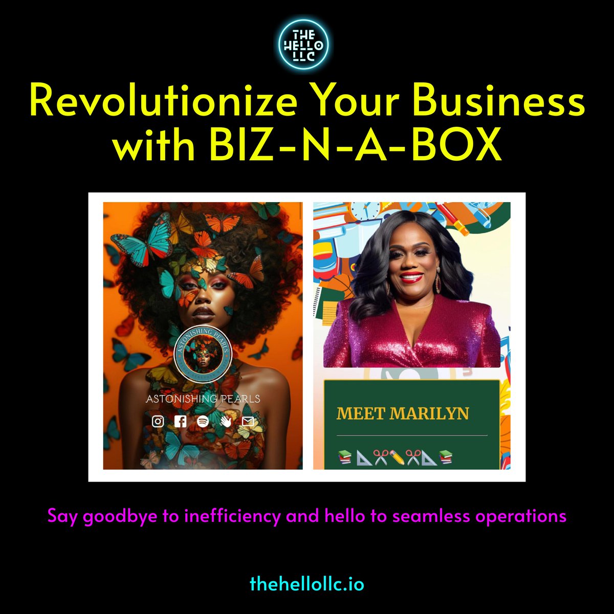 llc_hello's tweet image. Overwhelmed by managing multiple systems? 😓 Say hello to Biz-N-A-Box! Our DONE FOR YOU SYSTEM streamlines tasks, enhances communication, and boosts productivity. Ready to elevate your business? Contact us today!

#BizNABOX #MetaverseSolutions #Efficiency