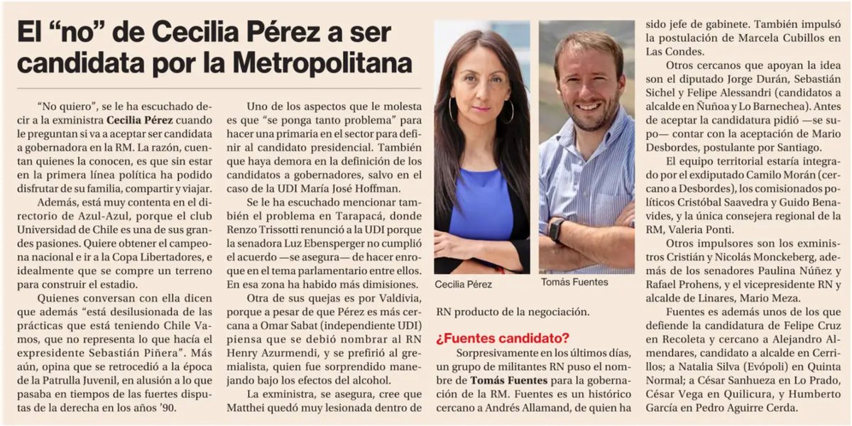 Creo que <a href="/ceciperez1/">Cecilia Pérez Jara</a> da en el clavo del sentir de la militancia RN en Tarapacá.

Si queremos aspirar a unidad dentro de Chile vamos se debe honrar los acuerdos y compromisos de cara a la ciudadania. 

Mientras eso no ocurra nos iremos achicando como va ocurriendo desde hace años.