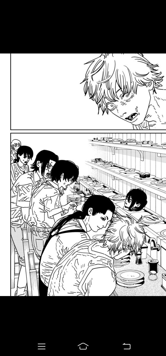can't help but think about all the wholesome moments they shared together, he was ready to sacrifice everything for her. now all the awful things he had to witness are coming down to it, losing family once again..the last string attached is set on a sushi platter,
#csm170