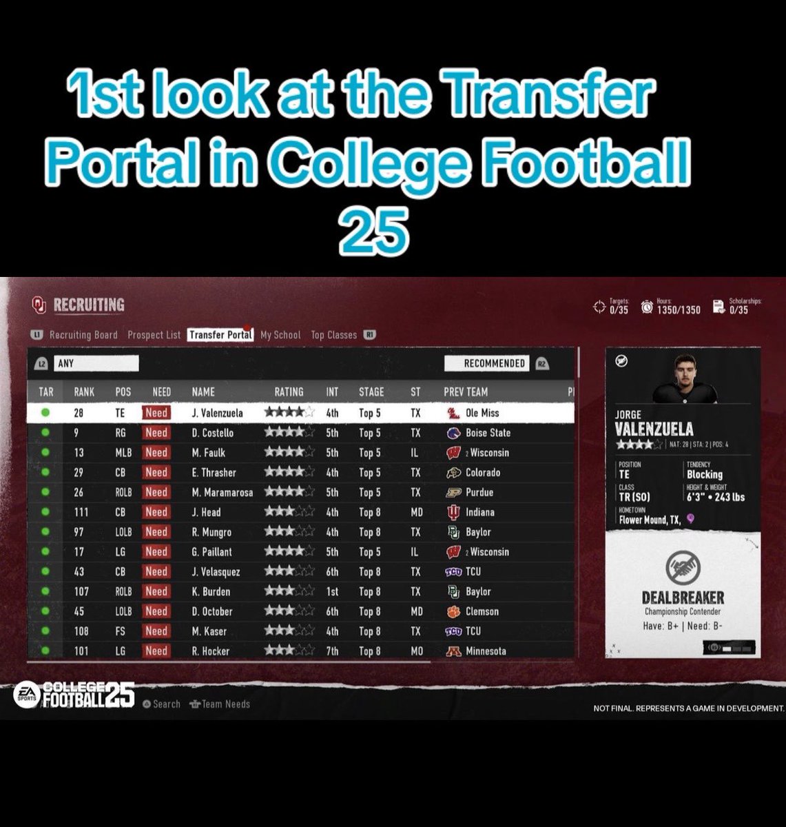 CoachNickGaming's tweet image. Your 1st look at the Transfer Portal inside Dynasty mode in #collegefootball25 #easportscollegefootball #easportscollegefootball25 #cfb #eacfb #eacfb25 #cfb25