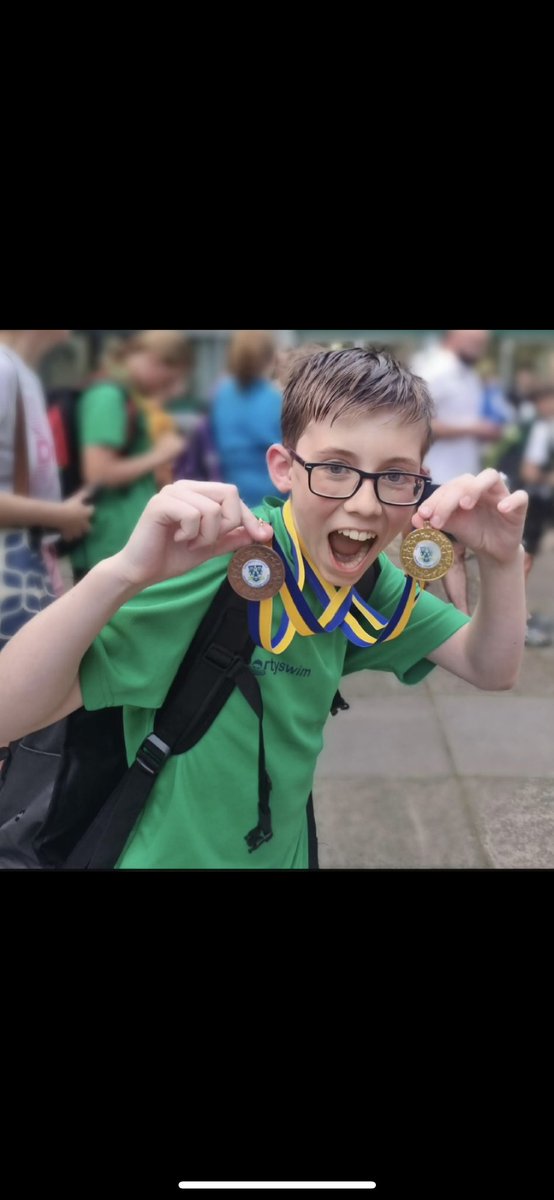 A huge congratulations to William who competed in the County Swimming Gala. He swam the individual breaststroke and the butterfly leg of the boys’ medley relay. As you can see, he was over the moon to come home with a gold and bronze medal!
Phenomenal achievement William!