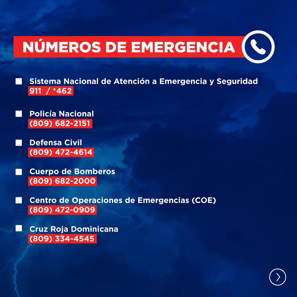 MIREXRD's tweet photo. 🚨 Atención a toda nuestra #ComunidadDigital: 

Por motivo del paso del Huracán #Berlyn, compartimos los números de emergencia en #RD 🇩🇴, y les invitamos a seguir atentos a las siguientes cuentas para mantenernos informados: 

@COE_RD 
@ONAMET_RDO 
@JeanSurieloficialrd https://t.co/j4i8zTTSqs