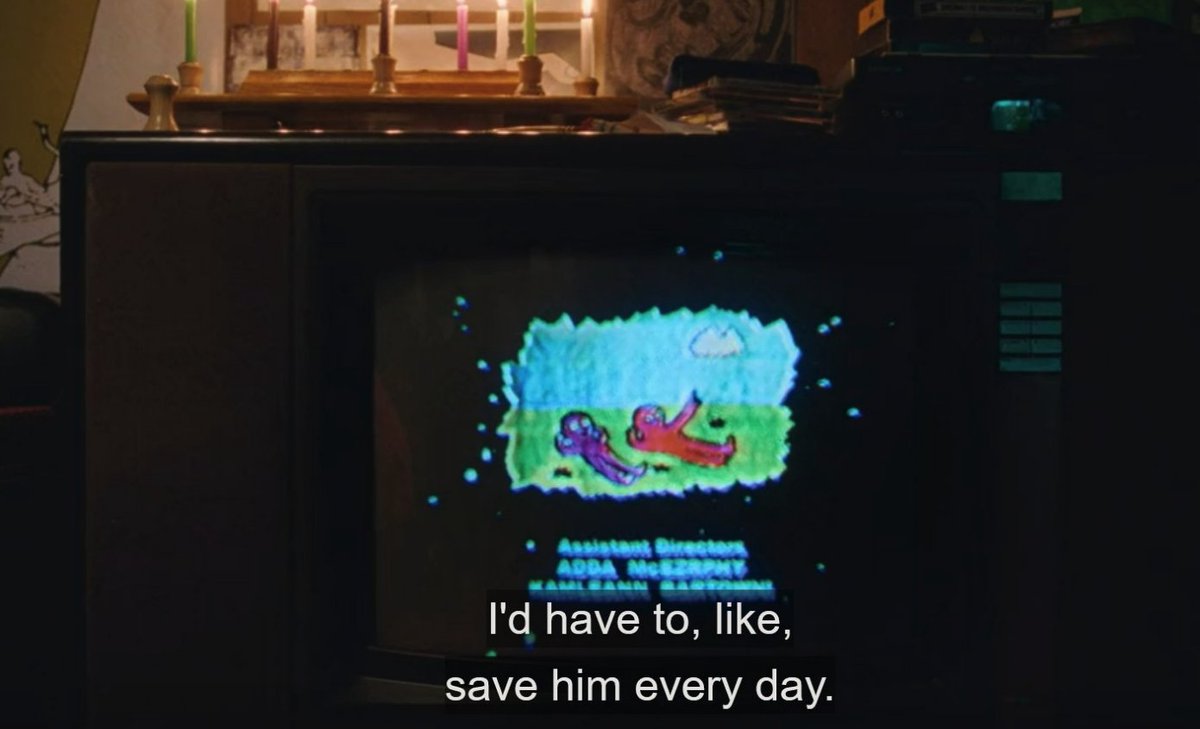 simplysylvio's tweet photo. If you're curious about the pink and purple creatures who appear before The Pink Opaque show in I Saw The TV Glow, they are Tux and Fanny and you can watch their animated movie on youtube: https://t.co/OffuVRVzUj https://t.co/5nkuxlX8JU