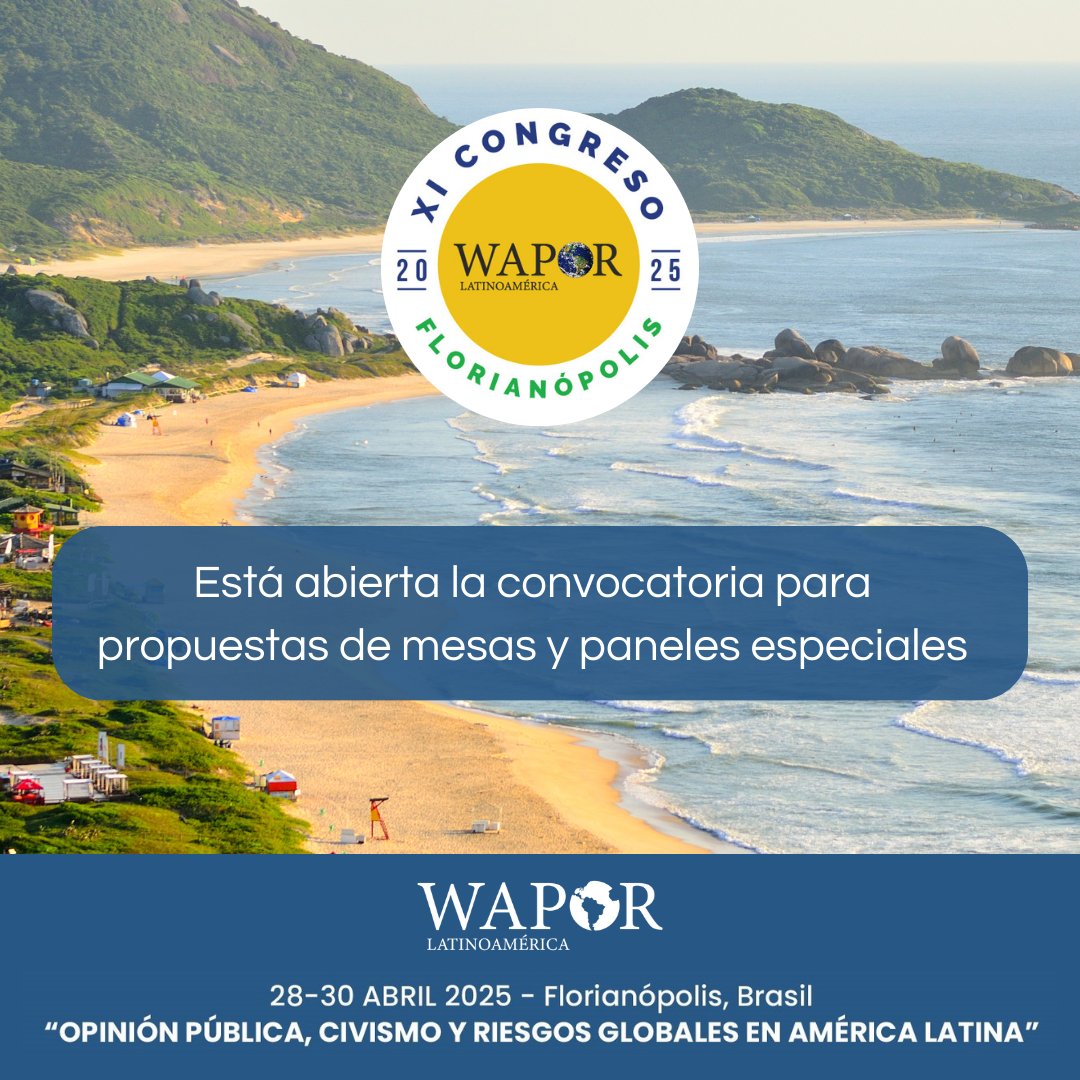 WaporLatam's tweet photo. 🌟 ¡El Congreso WAPOR Latinoamérica de Opinión Pública ya está en marcha! 🌟
Consulta los parámetros y criterios para el envío de propuestas aquí: https://t.co/d2cNCtRG1E
Si tienes dudas, no dudes en contactarnos a través de: waporlatam@wapor.org

https://t.co/MfLbVx41K9 https://t.co/bwhhG5akL1