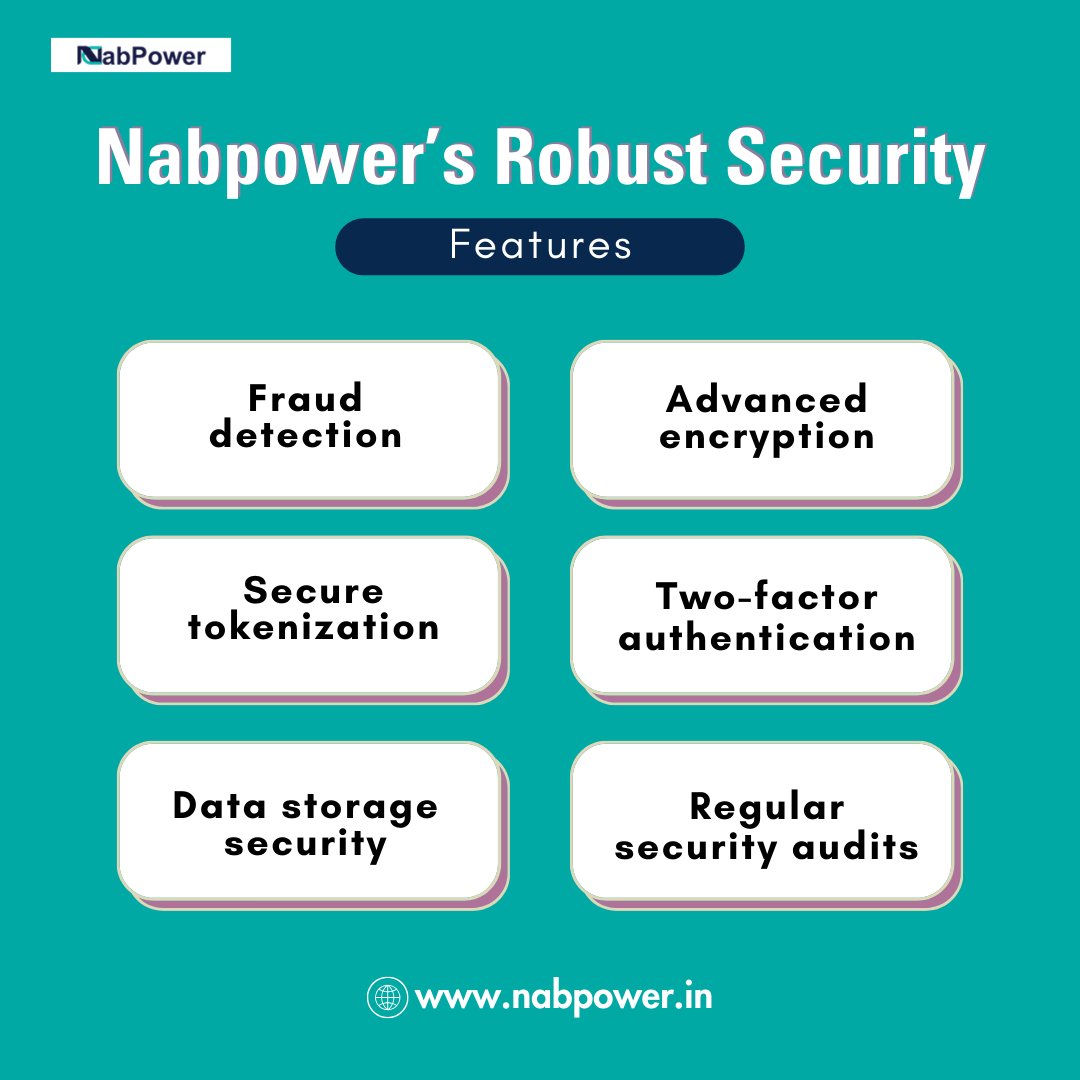 nabpower's tweet image. Trust NabPower’s robust security features to safeguard your transactions.
#NabPower #AdvancedEncryption #FraudDetection #TwoFactorAuthentication #SecureTokenization #SecurityAudits #DataStorageSecurity #RobustSecurity #TransactionSafety #DataProtection #paymentgateway #fintech