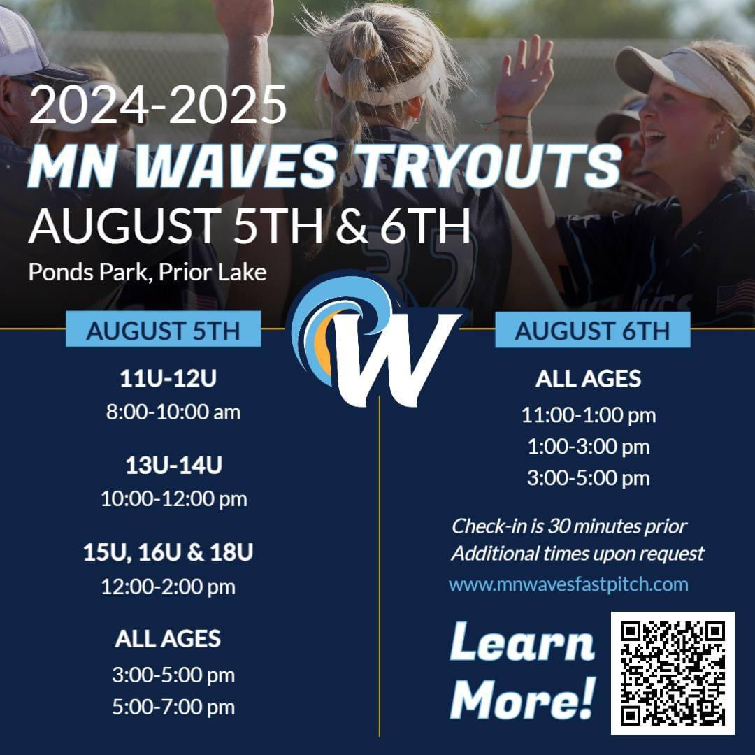 Tryout registration for the 2024-25 season is open! We are looking for talented softball players who are dedicated, hard working, and have a desire to develop their skills and play at the highest level! Register for tryouts today!
mnwavesfastpitch.com