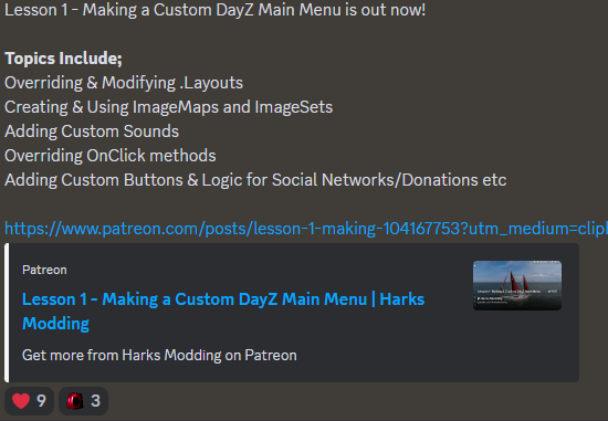 MePaulHarkness's tweet photo. https://t.co/ndMJ00YGsn
Lesson 1 - Making a Custom DayZ Main Menu

#DayZ #Modding #CustomMainMenu #DayZMainMenu #LayoutModification #ImageMaps #ImageSets #CustoSounds #OnClickMethods #CustomButtons #SocialNeworkButtons #DonationButtons #DayZTutorial #ModdigGuide #BeginnerModding https://t.co/BMudunuL1g