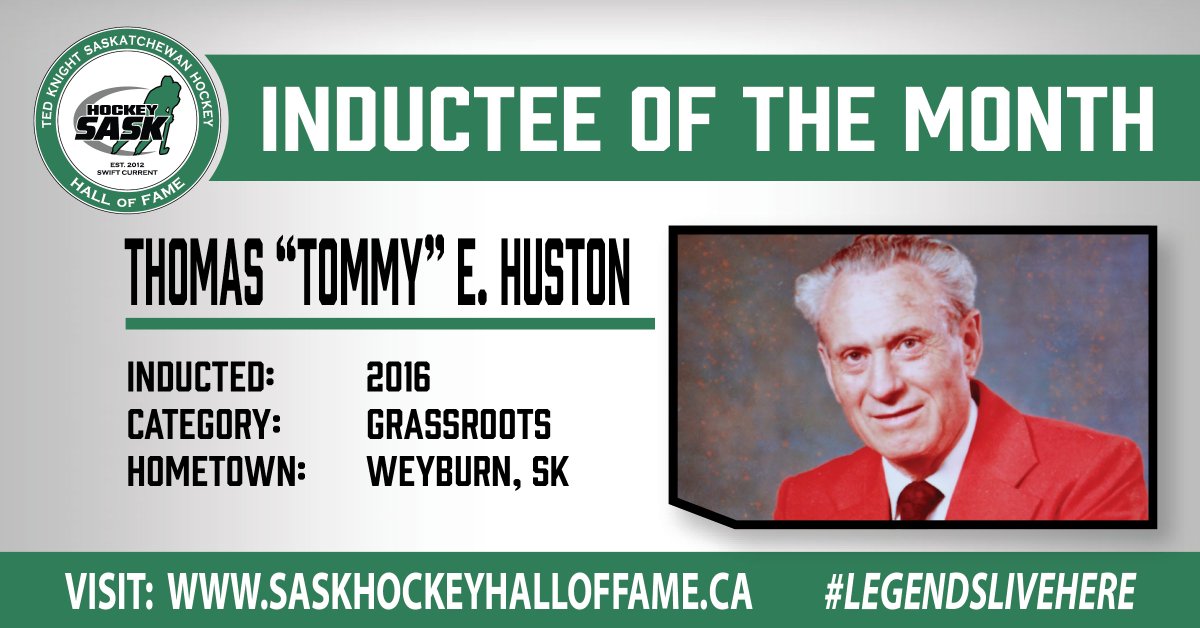 July's #SHHOF Inductee of the Month is the late Thomas Huston!

He was a faithful supporter of <a href="/weyburnredwings/">Weyburn RED WINGS - SJHL</a> since their inception in 1961. Huston served as president and handled programs, marketing &amp; selling hockey pool boards.

🪽 | saskhockeyhalloffame.ca/inductees/cate…

#LegendsLiveHere