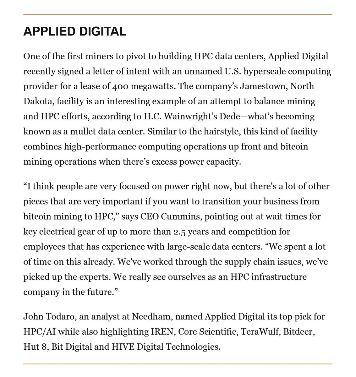 Our CEO, Wes Cummins, was recently featured in @Forbes, highlighting how Applied  Digital has evolved from our roots in crypto mining to become first movers  in the AI and high-performance computing (HPC)