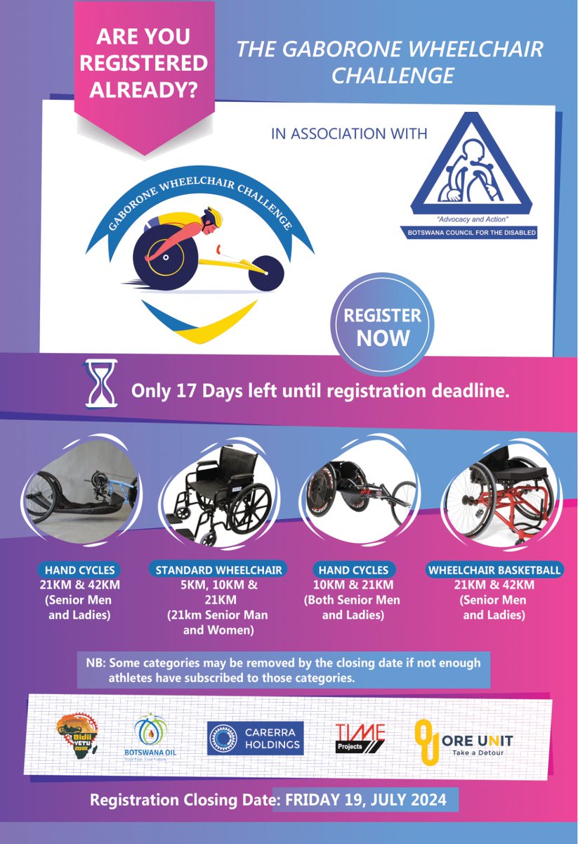 BCDNGO's tweet photo. Are you Registered Already?

Only 17 Days left until registration deadline. Registration will be closed on the 19th of July 2024.

If you want to register contact us on +267 3973599/72894216.

REGISTER NOW!!!! https://t.co/0Vlsac6i5z