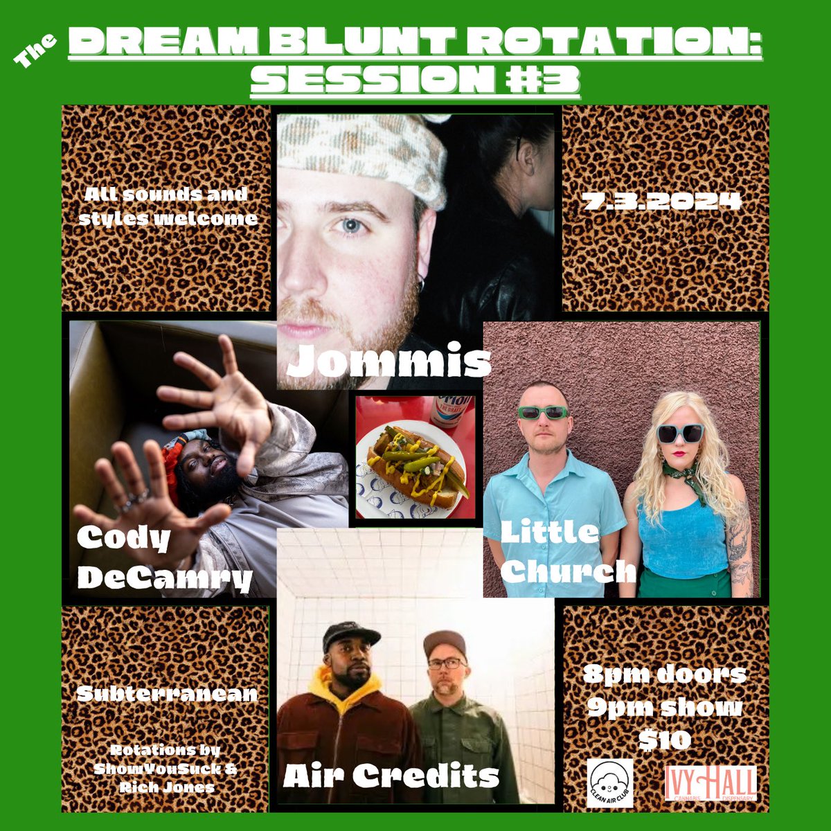 THE DREAM BLUNT ROTATION RIDES AGAIN TOMORROW FOR SESSION #3 AT <a href="/subtchicago/">Subterranean</a>!!! Jommis <a href="/CodyDeCamry/">The Coolest</a> Little Church + <a href="/AIR_CREDITS/">AIR CREDITS</a> on deck, hosted by me + <a href="/ShowYouSuck/">CLUB SHOW SHOW</a>, clean air c/o <a href="/Clean_Air_Club_/">Clean Air Club</a> + fun from Ivy Hall 💨

Tix
wl.seetickets.us/event/dream-bl…