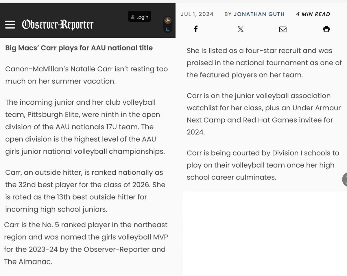 Thanks, <a href="/sportsOR/">O-R Sports</a> for the write-up! I’m so lucky to be a part of this amazing team. Looking forward to my junior season with <a href="/CMVB_Nation/">CMVB Nation</a>!