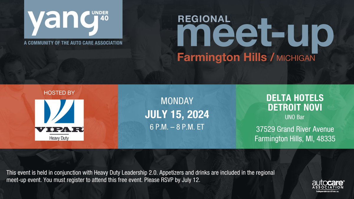 Thrilled to announce that <a href="/VIPARHeavyDuty/">VIPAR Heavy Duty</a> will sponsor a YANG meet-up in conjunction with #HDLeadership 2.0 on Monday July 15.
REGISTER for the Meet-Up
my.autocare.org/yang-at-hdlead…
REGISTER for HDLeadership 2.0
nusites.northwood.edu/.../course-det…...