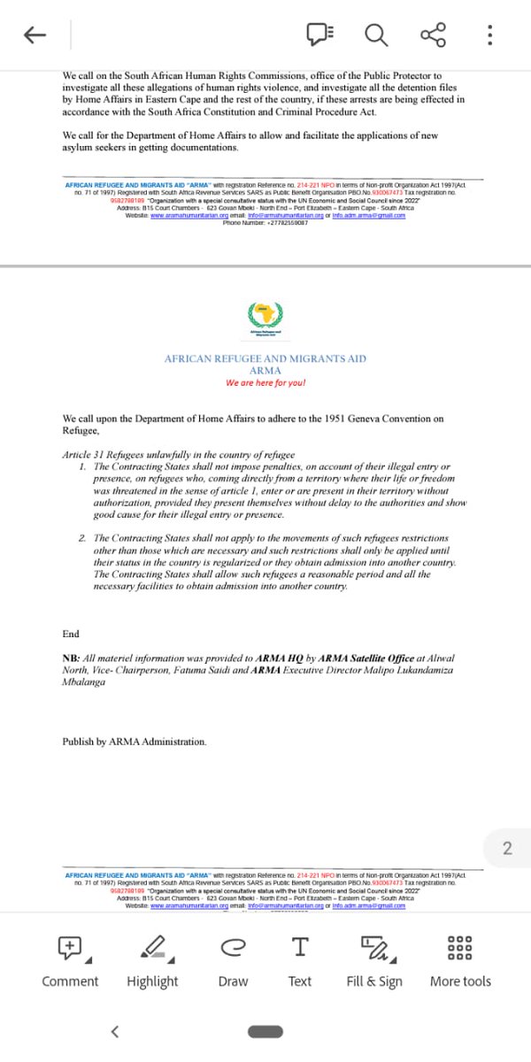 African Refugee And Migrants Aid (ARMA) tweet media