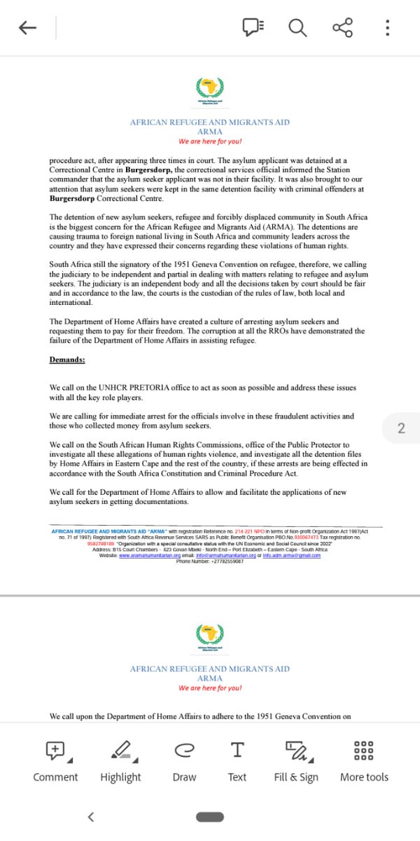 African Refugee And Migrants Aid (ARMA) tweet media