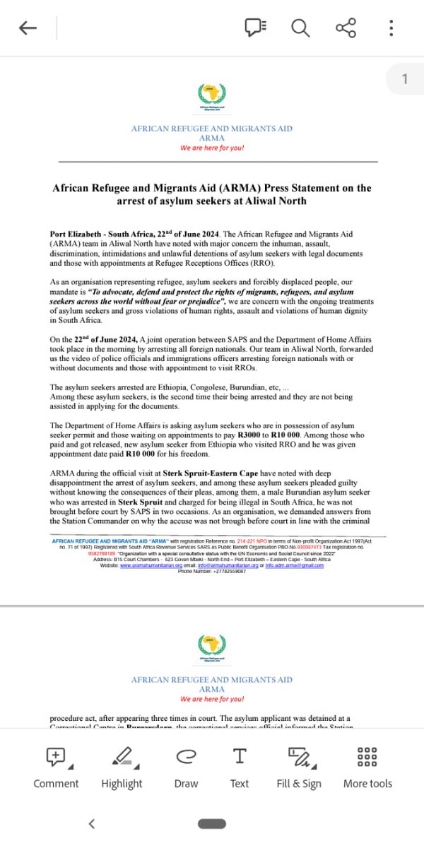 African Refugee And Migrants Aid (ARMA) tweet media