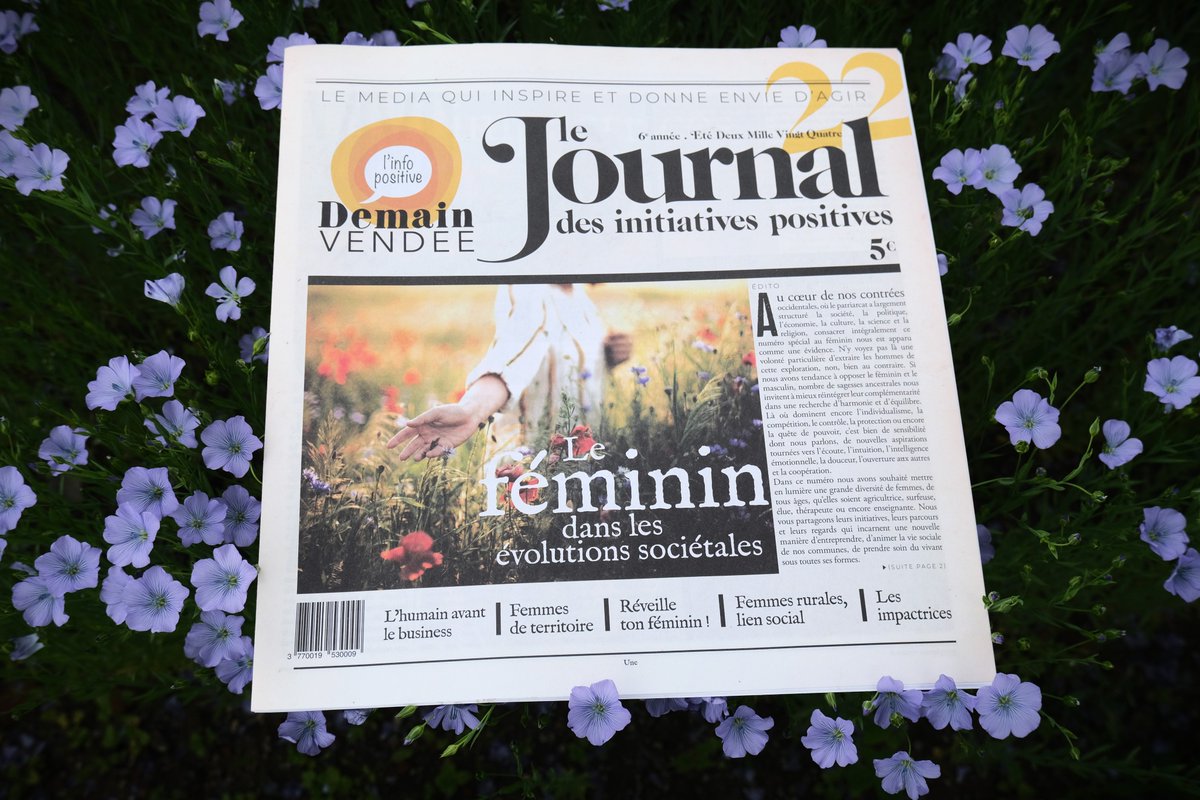 Demain_Vendee's tweet photo. ☀️🌱📣[Le Journal n°22]
Demain-Vendée est heureux de vous présenter le n°22 du 𝐉𝐨𝐮𝐫𝐧𝐚𝐥 𝐝𝐞𝐬 𝐈𝐧𝐢𝐭𝐢𝐚𝐭𝐢𝐯𝐞𝐬 𝐩𝐨𝐬𝐢𝐭𝐢𝐯𝐞𝐬, exploration locale du féminin dans les évolutions sociétales. #féminin  #média #local #sens #humain #vivant #Vendée https://t.co/atwp0WeCWq