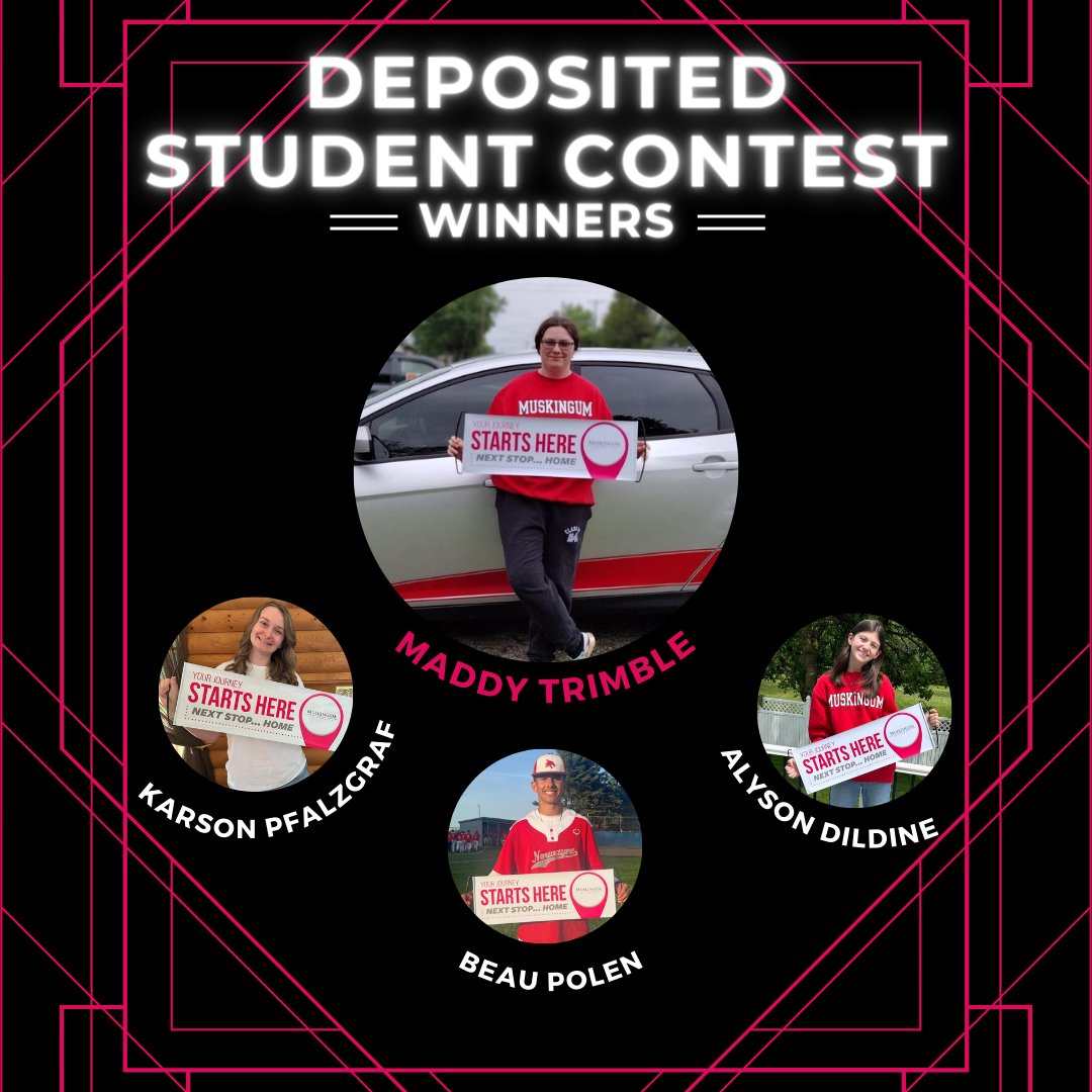 We want to say one last CONGRATS to our Deposited Student Contest winners!!

Thank you to everyone who participated! We love that you all wanted to show off your Muskie Pride! 

See you in August! 

#MuskieIsHome #MyMuskieJourney