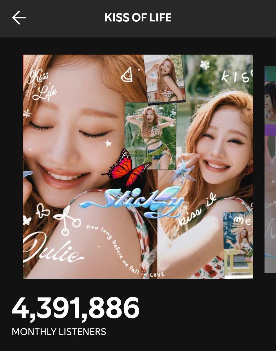 NattyBrasil_'s tweet photo. 📈 | Ouvintes mensais do Kiss Of Life no Spotify 🦋
— 4,391,886 (+35,069)🔥
cr: KIOFStats
#KISSOFLIFE #키스오브라이프 #KIOF #NATTT https://t.co/lh33DLUnV1