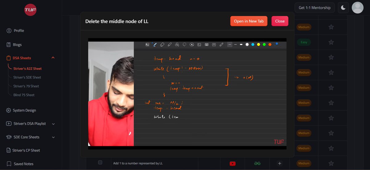 CoderPrathamesh's tweet image. day 20 of #LearnInPublic
Solved 5 problems on #leetcode from @striver_79 's a2z #DSA sheet related to #LinkedLists
- Middle of Linked List (LL)
- Reverse a LL (Iterative / Recursive)
- Detect a loop in LL
- Delete the middle node of LL