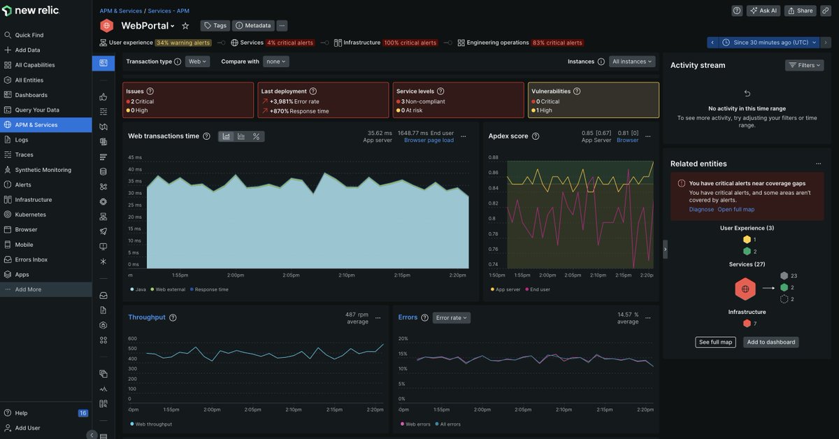 newrelic's tweet photo. New Relic K8s agent operator streamlines full-stack o11y for Kubernetes environments by automating APM instrumentation alongside K8s agent deployment. This includes:

✔ One step APM &amp; K8s instrumentation
✔ Simple agent upgrades
✔ Empowered DevOps teams

https://t.co/XGSS4I5vbt https://t.co/ksMydPfXl4