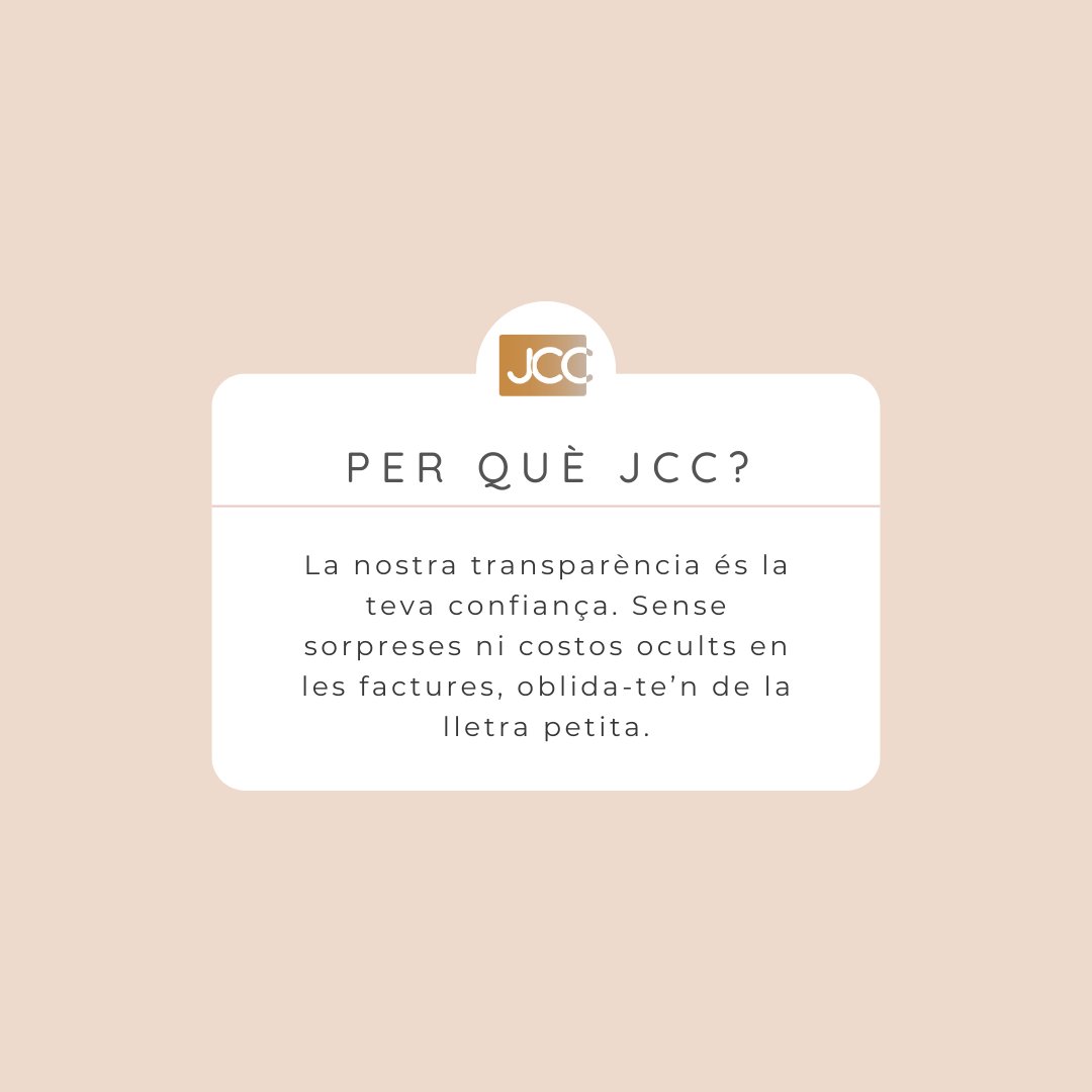 jcastellsagues's tweet photo. La nostra transparència és la teva confiança. Sense sorpreses ni costos ocults en les factures, oblida-te'n de la lletra petita.

#perquèjcc #jcc #jcctelecomunicacions #transperència #confiança #lletrapetita https://t.co/uL0JNCkwIF