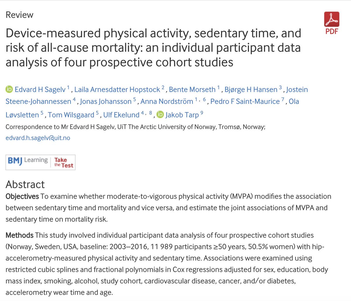 It is ok to sit for long hours BUT only if you perform at least 22 minutes of moderate-to-vigorous physical activity per day.

Why?

I'll explain it in this thread 🧵