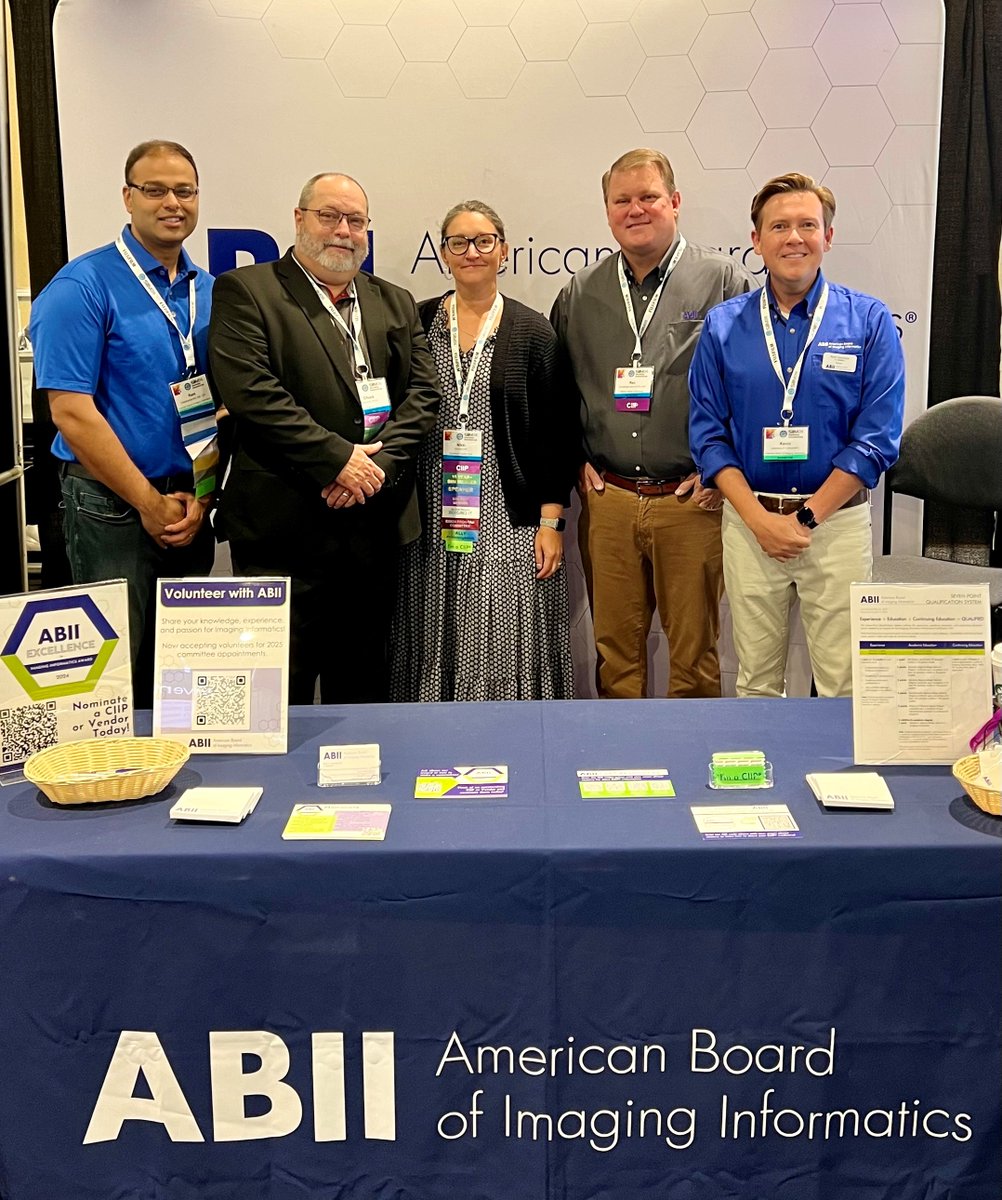What a great time at the #SIIM24 + Informatics TECH Expo! #ABII Trustees Dr. Seetharam Chadalavada, Charles Socia, Nikki Fennell, and Rex Christensen and #ABII Director Kevin Lawrence were there to discuss the value of the #CIIP and network with #ImagingInformatics professionals.