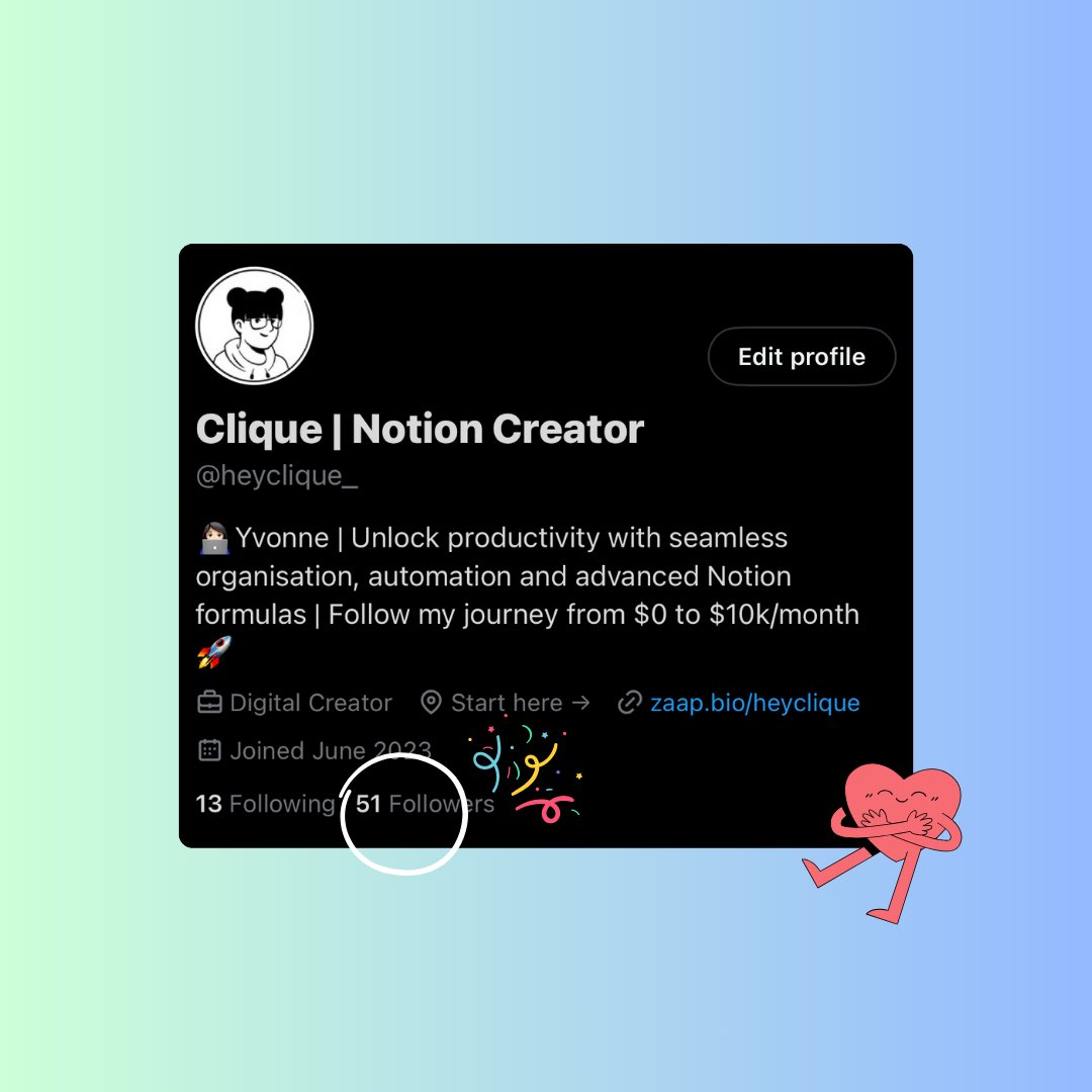 Recently hit 51 followers on X! 🎉 

Really grateful for all your support! ❤️ 

I will work hard to provide more value! 💪🏻

#buildinpublic