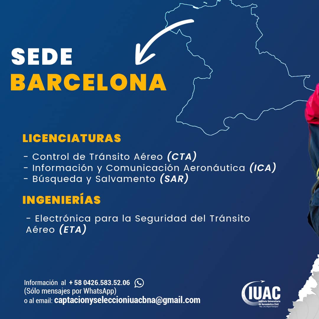 inac_ve's tweet photo. #INACInforma 📢 || ¡La educación aeronáutica se traslada a dónde tú estés! Si vives en Maracay, Barcelona, La Guaira y Maracaibo quieres formarte como profesional aeronáutico.

Contáctanos 📲 https://t.co/PnrTJ6iz3N