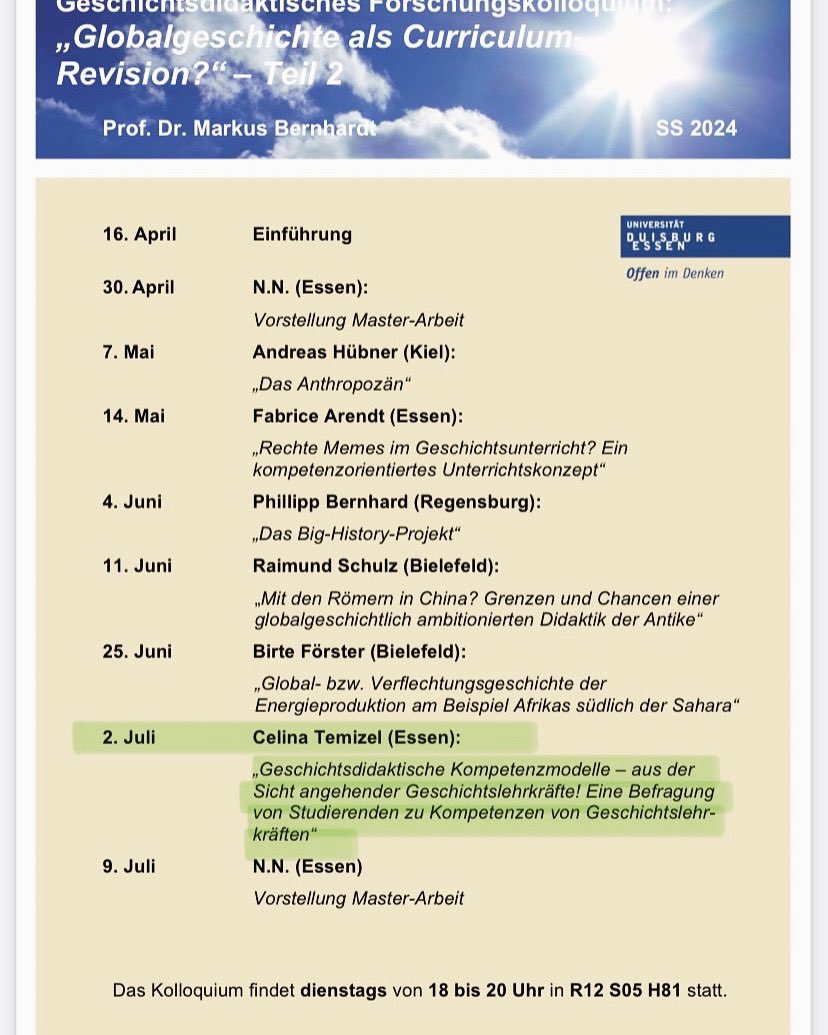 Heute Abend spricht Frau Temizel im #gdFoKo über ihre Masterarbeit zum Thema „Geschichtsdidaktische Kompetenzmodelle – aus der Sicht angehender Lehrkräfte!“