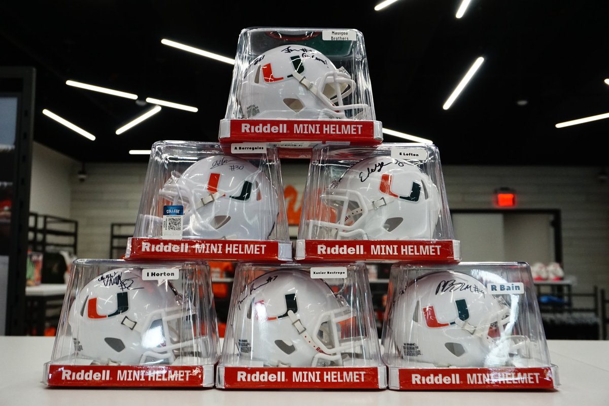 Show off your Canes pride with exclusive mini helmets signed by our Canes Connection football athletes. Order yours today from the Miami Hurricanes Team Store by calling 305-284-3244!