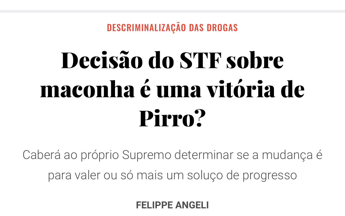 JustaOrgBr's tweet photo. Confira o artigo do coordenador de advocacy do JUSTA, Felippe Angeli, para o @jota sobre o julgamento no STF e a descriminalização da maconha! https://t.co/ryecKwYXxY