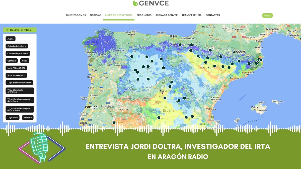 📢El 𝐌𝐚𝐩𝐚 𝐝𝐞 𝐑𝐞𝐬𝐮𝐥𝐭𝐚𝐝𝐨𝐬 𝐝𝐞 𝐆𝐄𝐍𝐕𝐂𝐄 es noticia. 

📻Escucha la entrevista a Jordi Doltra del <a href="/irtacat/">IRTA</a>  en <a href="/aragonradio/">Aragón Radio</a>  explicando su funcionamiento ⬇️

⏯️youtu.be/cd3kieVSBN0?fe…