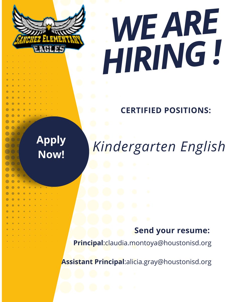 Join our TEAM! <a href="/MrsCMontoya/">Claudia Montoya-Barba</a> <a href="/AliciaLGray/">Alicia Gray</a> @HisdSouth