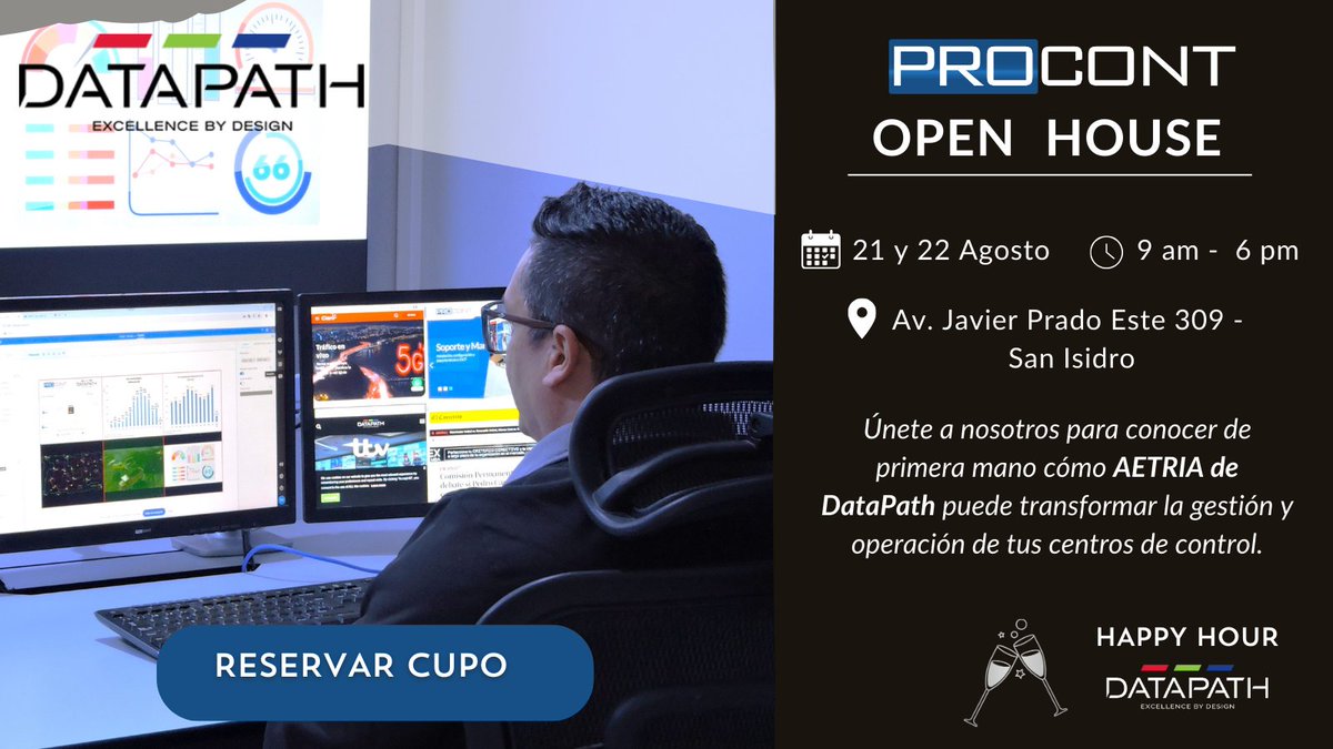 Procont_sac's tweet photo. Te invitamos al Open House @Procont_sac  para descubrir la solución AETRIA de @datapathltd  para Centros de Control!
RSVP: Confirma el horario de tu asistencia enviando un correo marketing@procont.com.pe o llamando al 942 437 728
 #SalaDeControl #centrodecontrol  #videowall https://t.co/e3E3Yh5DAB