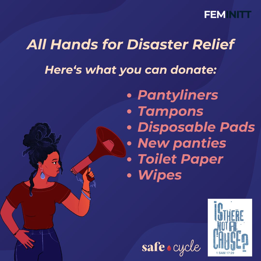 All hands up! 

Together with Is There Not A Cause (ITNAC), we're collecting menstrual products, undergarments and other basic hygiene necessities to support the disaster relief initiatives for our neighbors across the Eastern Caribbean islands.