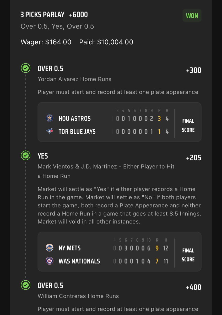 L2 Days:

✅ +1125
✅ +1425
✅ +1600
✅ +1900
✅ +2271
✅ +3145
✅ +6000
✅ +29000

💰+ $30,000

Link below for Special MLB Promo